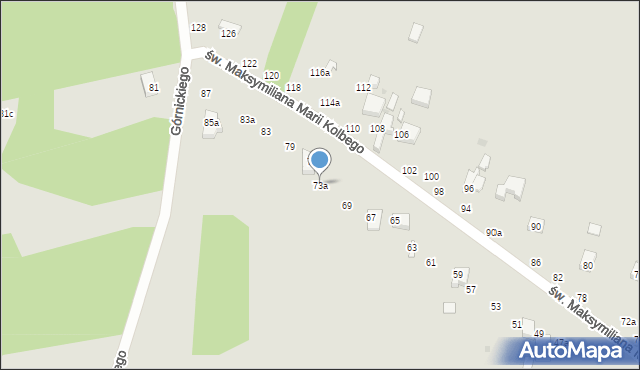 Radomsko, św. Maksymiliana Marii Kolbego, 73a, mapa Radomsko