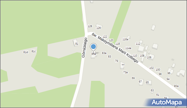 Radomsko, św. Maksymiliana Marii Kolbego, 85a, mapa Radomsko