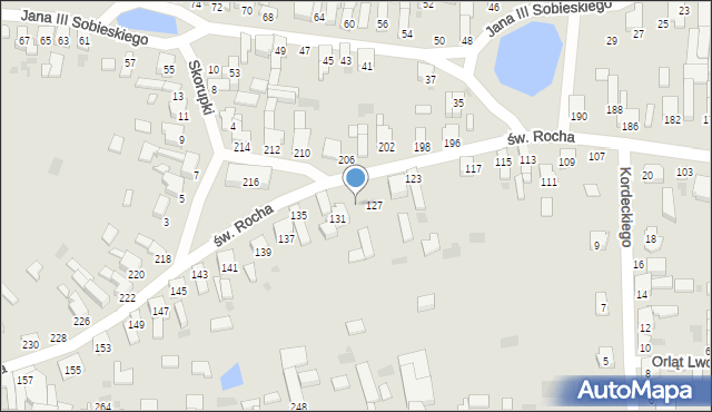 Radomsko, św. Rocha, 129, mapa Radomsko