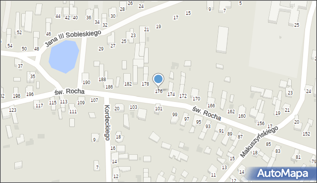 Radomsko, św. Rocha, 176, mapa Radomsko