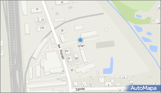 Radomsko, św. Rozalii, 36/38, mapa Radomsko