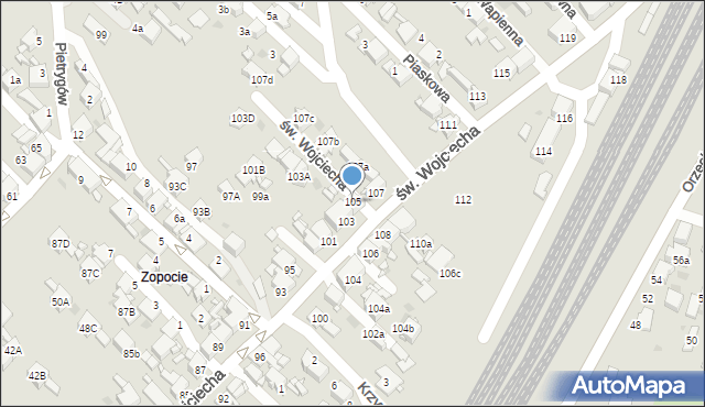 Radzionków, św. Wojciecha, 105, mapa Radzionków