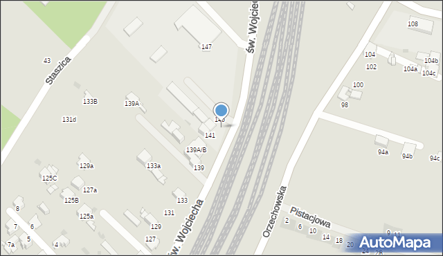 Radzionków, św. Wojciecha, 141a, mapa Radzionków