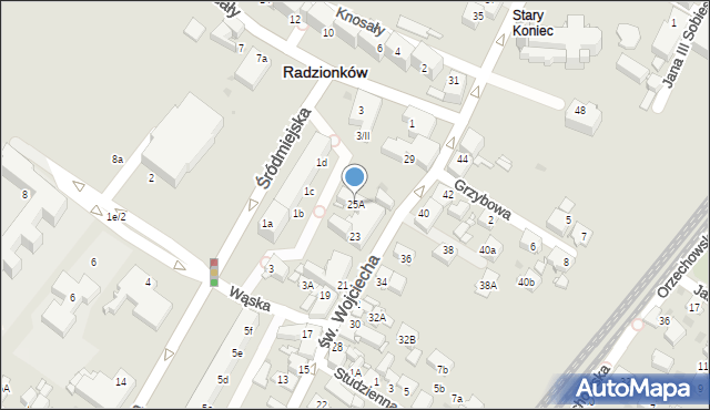 Radzionków, św. Wojciecha, 25A, mapa Radzionków