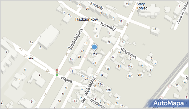 Radzionków, św. Wojciecha, 25A, mapa Radzionków