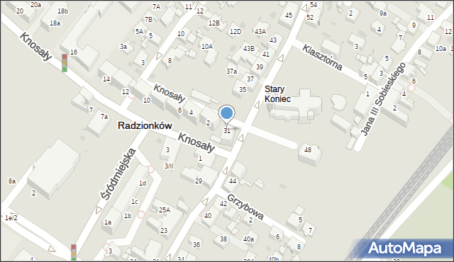 Radzionków, św. Wojciecha, 31, mapa Radzionków