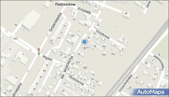 Radzionków, św. Wojciecha, 36, mapa Radzionków