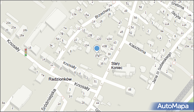 Radzionków, św. Wojciecha, 37a, mapa Radzionków