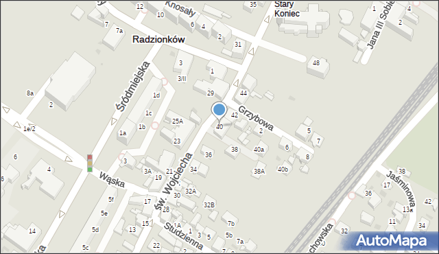 Radzionków, św. Wojciecha, 40, mapa Radzionków