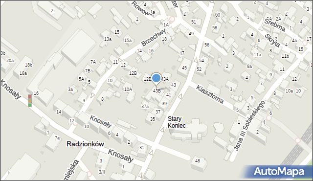 Radzionków, św. Wojciecha, 43B, mapa Radzionków