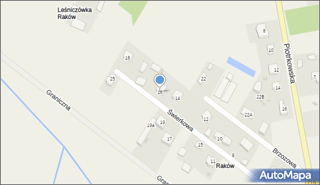 Raków, Świerkowa, 16, mapa Raków