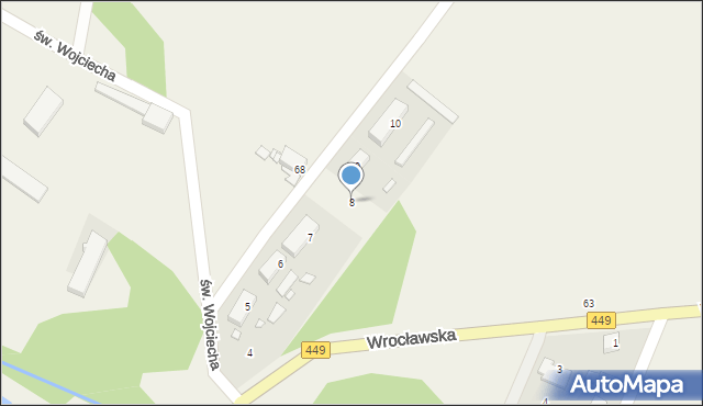 Rojów, św. Wojciecha, 8, mapa Rojów