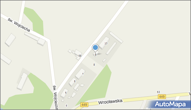 Rojów, św. Wojciecha, 9, mapa Rojów