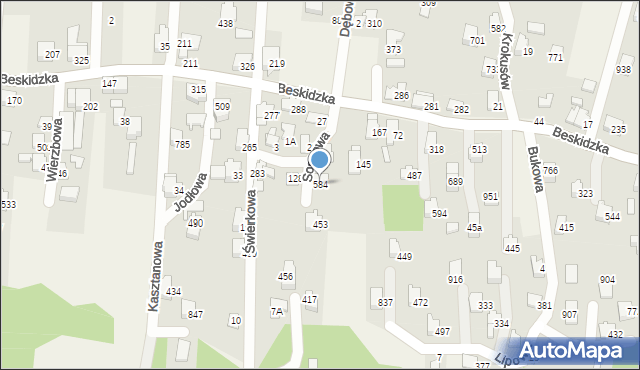 Rybarzowice, Świerkowa, 584, mapa Rybarzowice