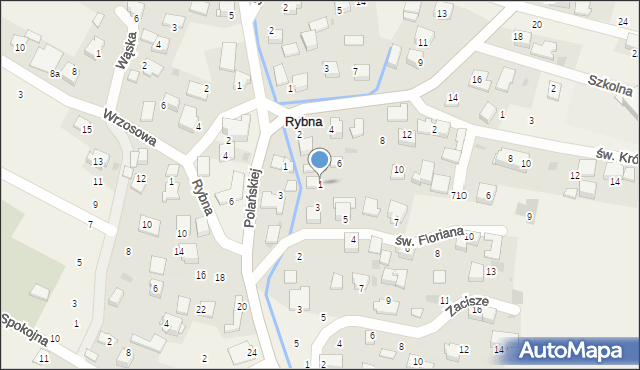 Rybna, św. Floriana, 1, mapa Rybna