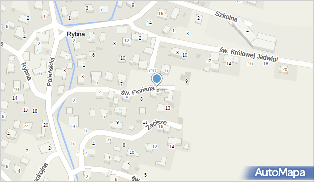 Rybna, św. Floriana, 10, mapa Rybna