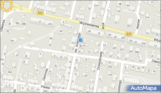 Rybnik, św. Antoniego, 20, mapa Rybnika