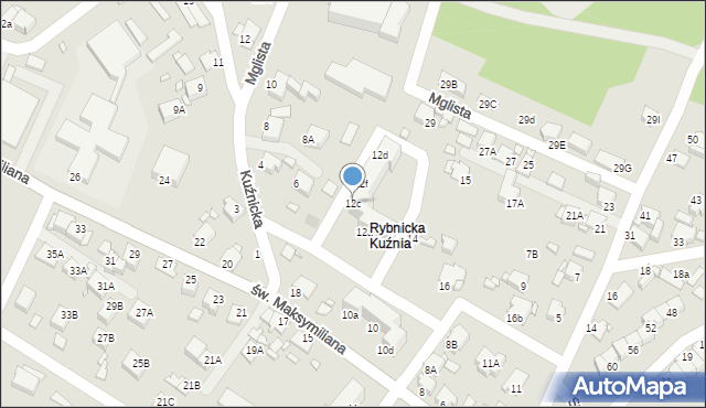 Rybnik, św. Maksymiliana, 12c, mapa Rybnika