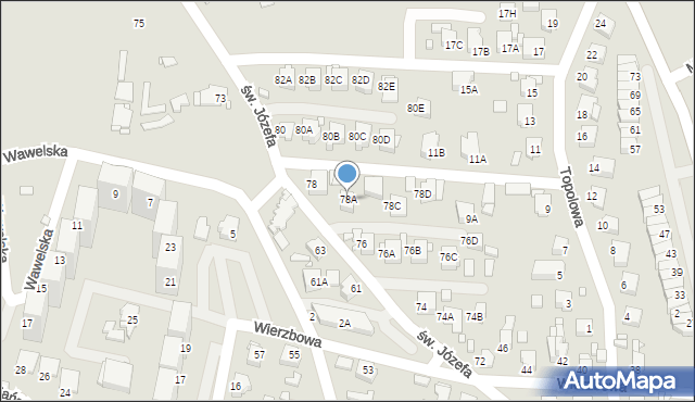 Rybnik, św. Józefa, 78A, mapa Rybnika