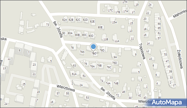 Rybnik, św. Józefa, 78C, mapa Rybnika