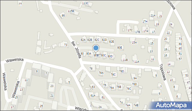 Rybnik, św. Józefa, 80B, mapa Rybnika