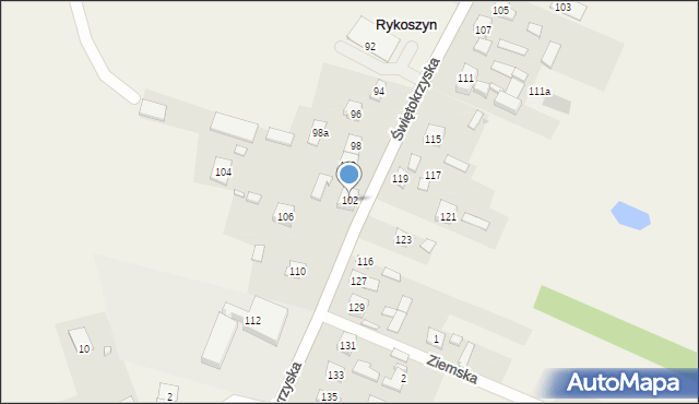 Rykoszyn, Świętokrzyska, 102, mapa Rykoszyn