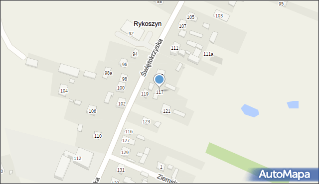 Rykoszyn, Świętokrzyska, 117, mapa Rykoszyn