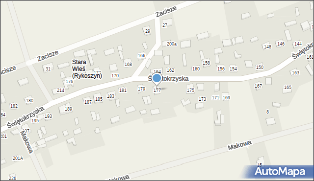 Rykoszyn, Świętokrzyska, 177, mapa Rykoszyn