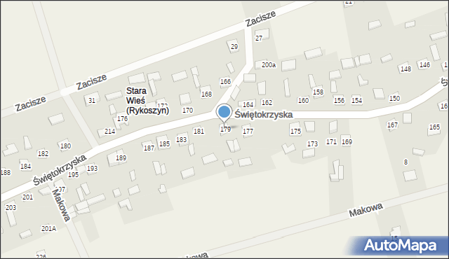 Rykoszyn, Świętokrzyska, 179, mapa Rykoszyn