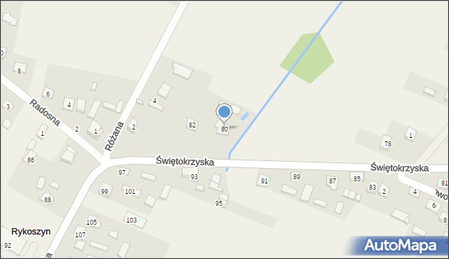 Rykoszyn, Świętokrzyska, 80, mapa Rykoszyn