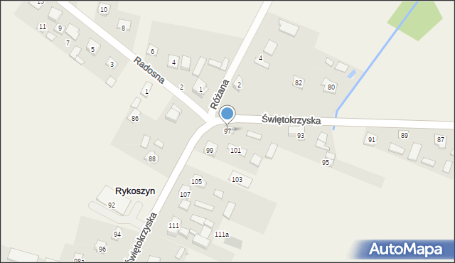 Rykoszyn, Świętokrzyska, 97, mapa Rykoszyn