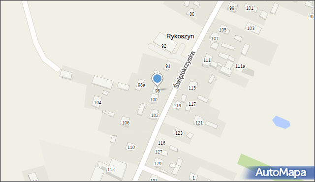 Rykoszyn, Świętokrzyska, 98, mapa Rykoszyn