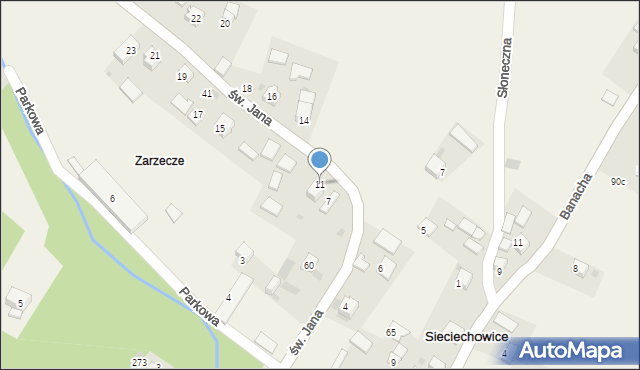 Sieciechowice, św. Jana, 11, mapa Sieciechowice