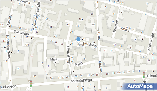 Siedlce, Świrskiego Ignacego, bp., 25, mapa Siedlce