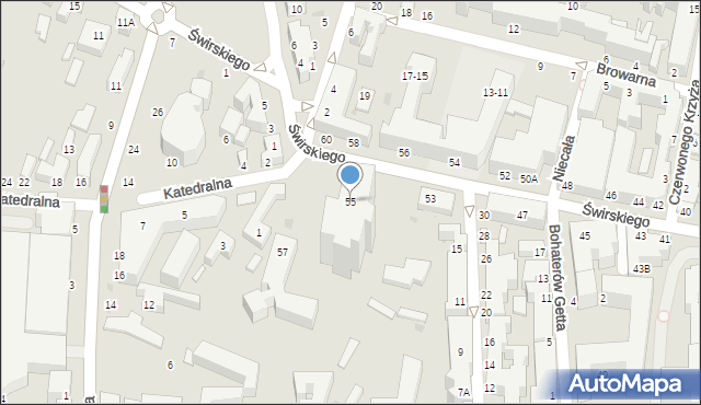 Siedlce, Świrskiego Ignacego, bp., 55, mapa Siedlce