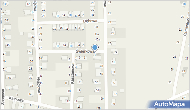 Siekierki Wielkie, Świerkowa, 1, mapa Siekierki Wielkie