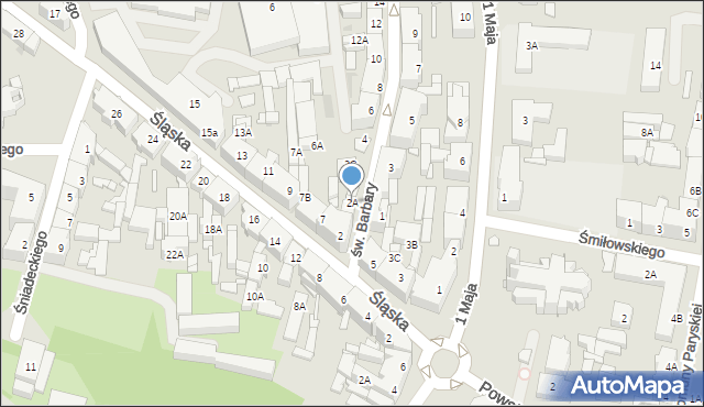 Siemianowice Śląskie, św. Barbary, 2A, mapa Siemianowice Śląskie