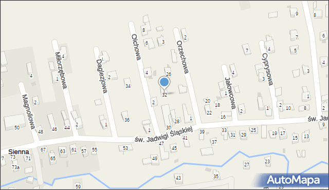 Sienna, św. Jadwigi Śląskiej, 32, mapa Sienna