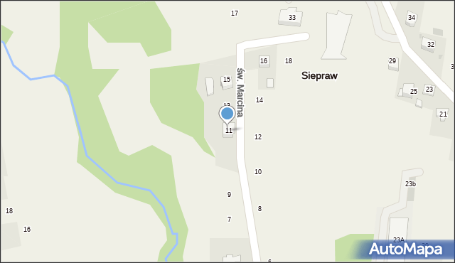 Siepraw, św. Marcina, 11A, mapa Siepraw