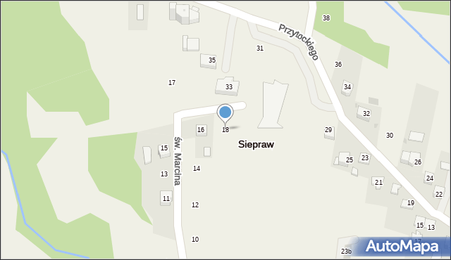 Siepraw, św. Marcina, 18, mapa Siepraw