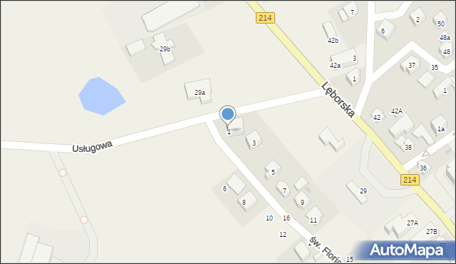 Sierakowice, św. Floriana, 1, mapa Sierakowice