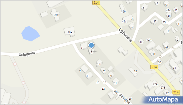 Sierakowice, św. Floriana, 3, mapa Sierakowice