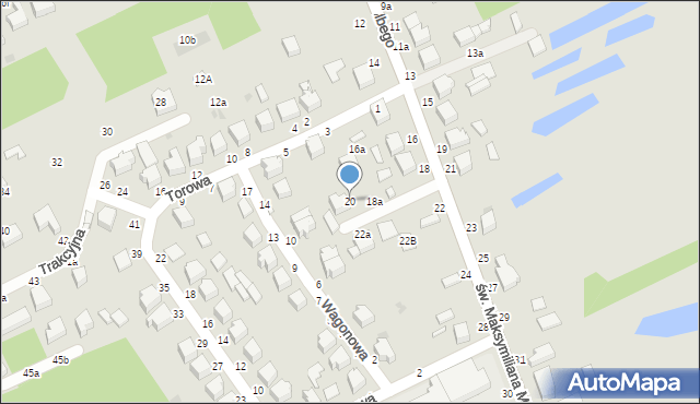 Skierniewice, św. Maksymiliana Marii Kolbego, 20, mapa Skierniewic