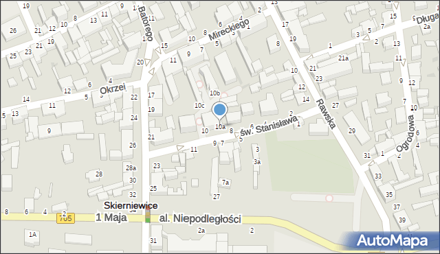 Skierniewice, św. Stanisława, 10a, mapa Skierniewic