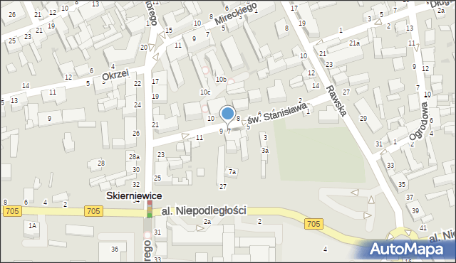 Skierniewice, św. Stanisława, 7, mapa Skierniewic