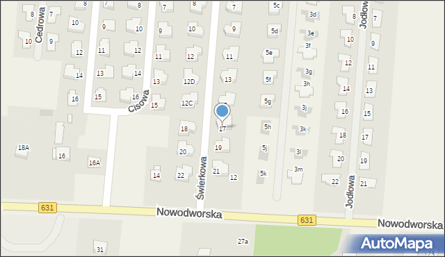 Skrzeszew, Świerkowa, 17, mapa Skrzeszew