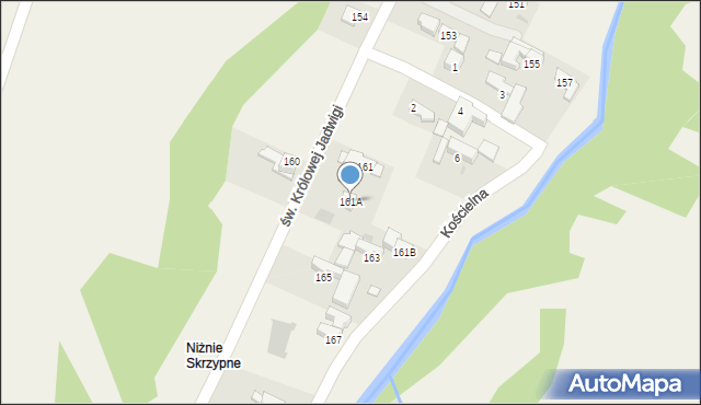 Skrzypne, św. Królowej Jadwigi, 161A, mapa Skrzypne