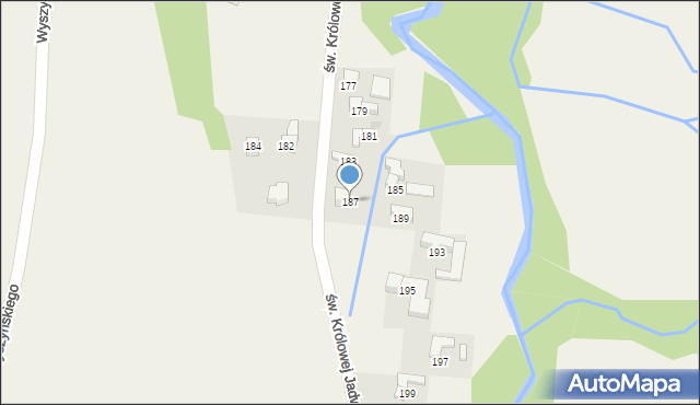 Skrzypne, św. Królowej Jadwigi, 187, mapa Skrzypne