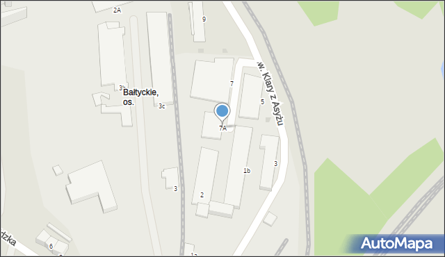 Słupsk, św. Klary z Asyżu, 7A, mapa Słupska