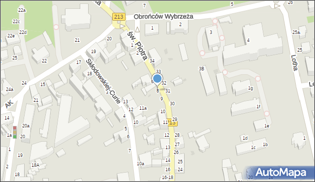 Słupsk, św. Piotra, 8, mapa Słupska